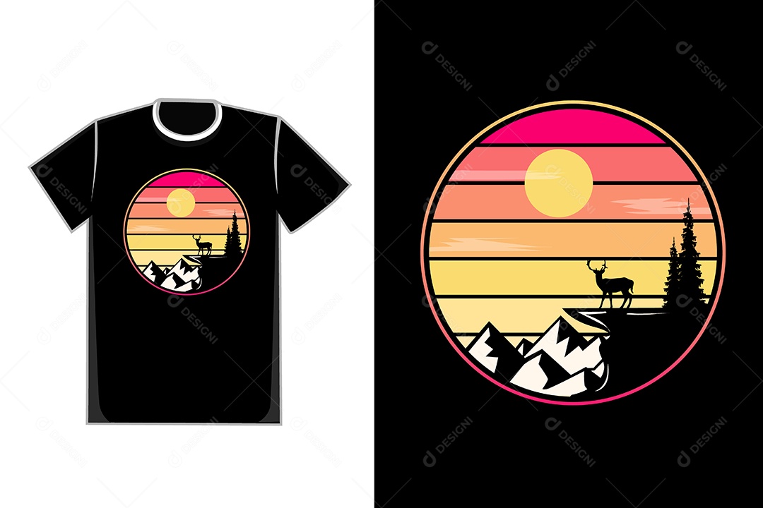 Modelo de Estampa de Camiseta Ilustração Vetor EPS