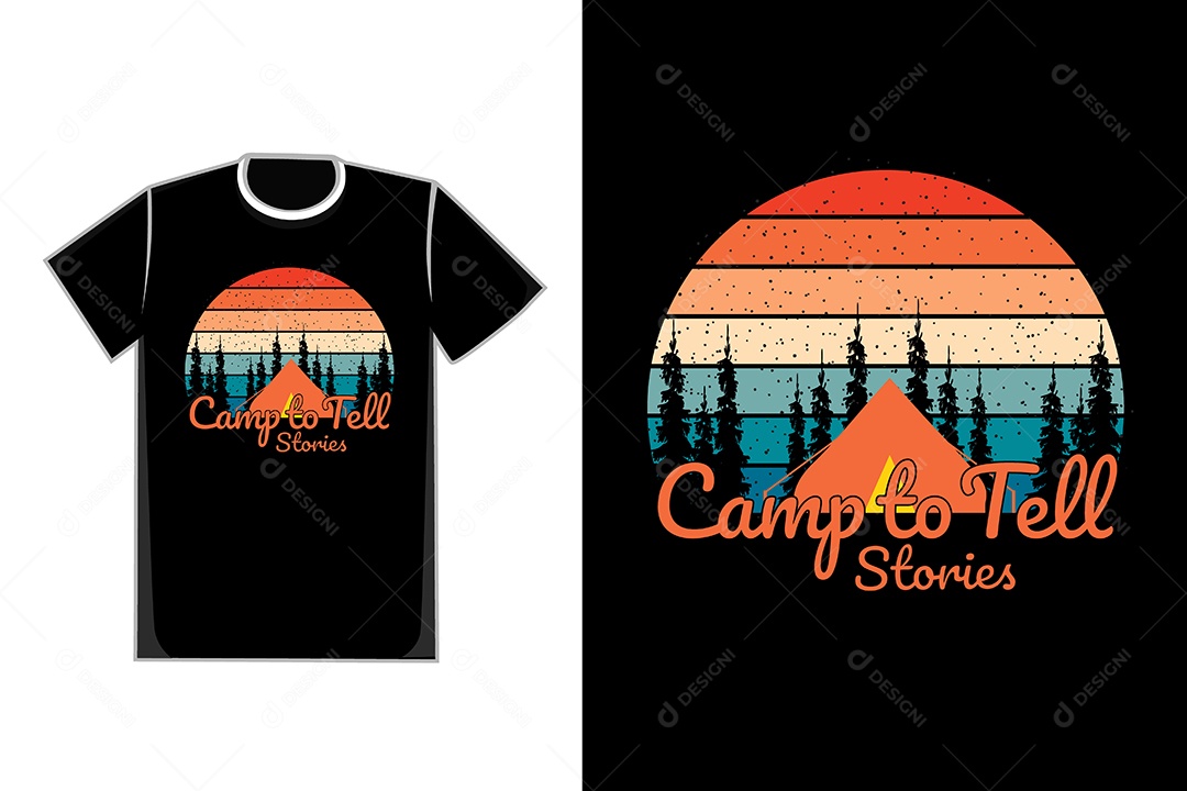 Modelo de Estampa de Camiseta Ilustração Vetor EPS