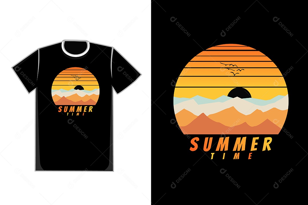 Modelo de Estampa de Camiseta Ilustração Vetor EPS