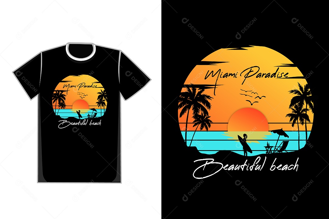 Modelo de Estampa de Camiseta Ilustração Vetor EPS