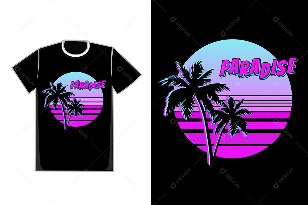 Modelo de Estampa de Camiseta Ilustração Vetor EPS