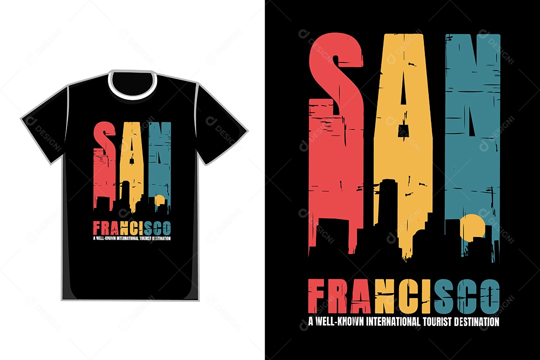 Modelo de Estampa de Camiseta Ilustração Vetor EPS