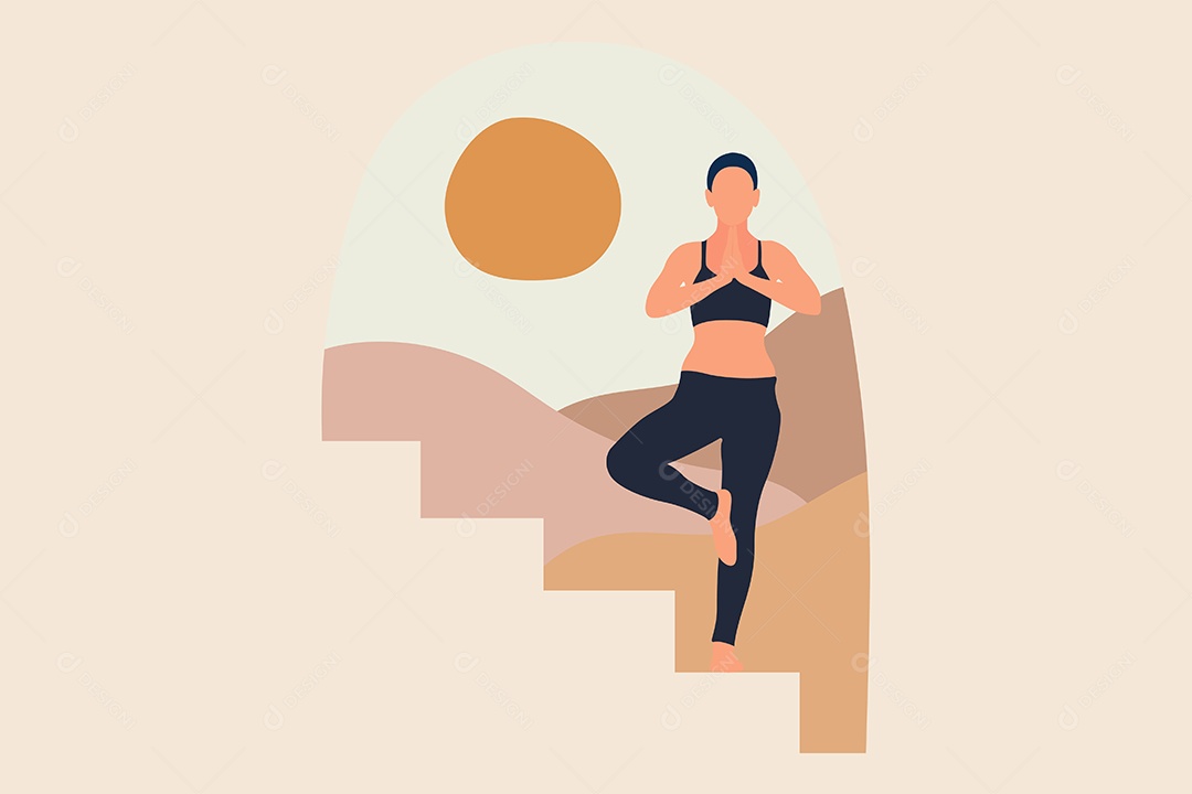 Conceito de Yoga Ilustração Vetor EPS