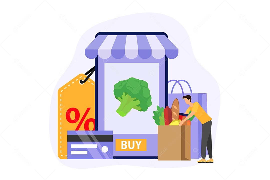 Conceito de Comércio Eletrônico Ilustração Vetor EPS