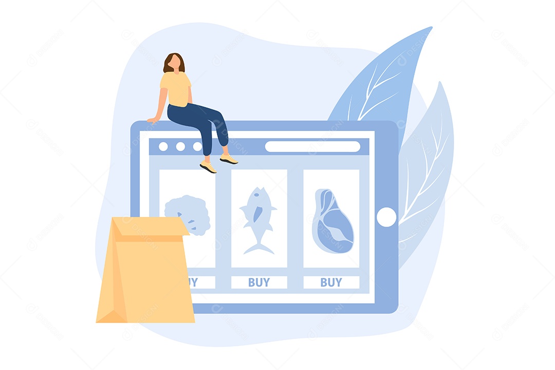 Conceito de Comércio Eletrônico Ilustração Vetor EPS