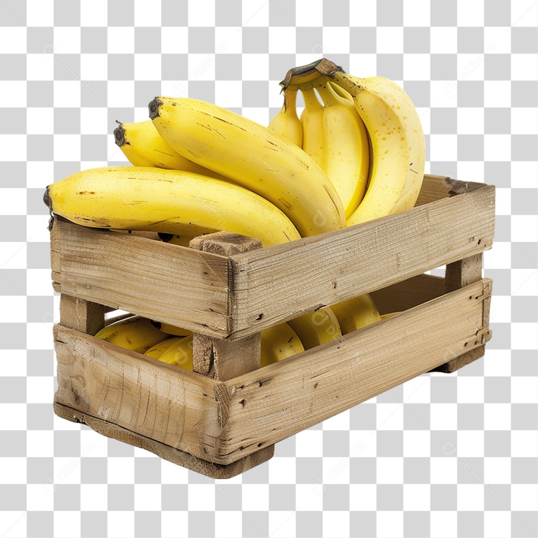 Caixa de Madeira com Frutas e Verduras PNG Transparente