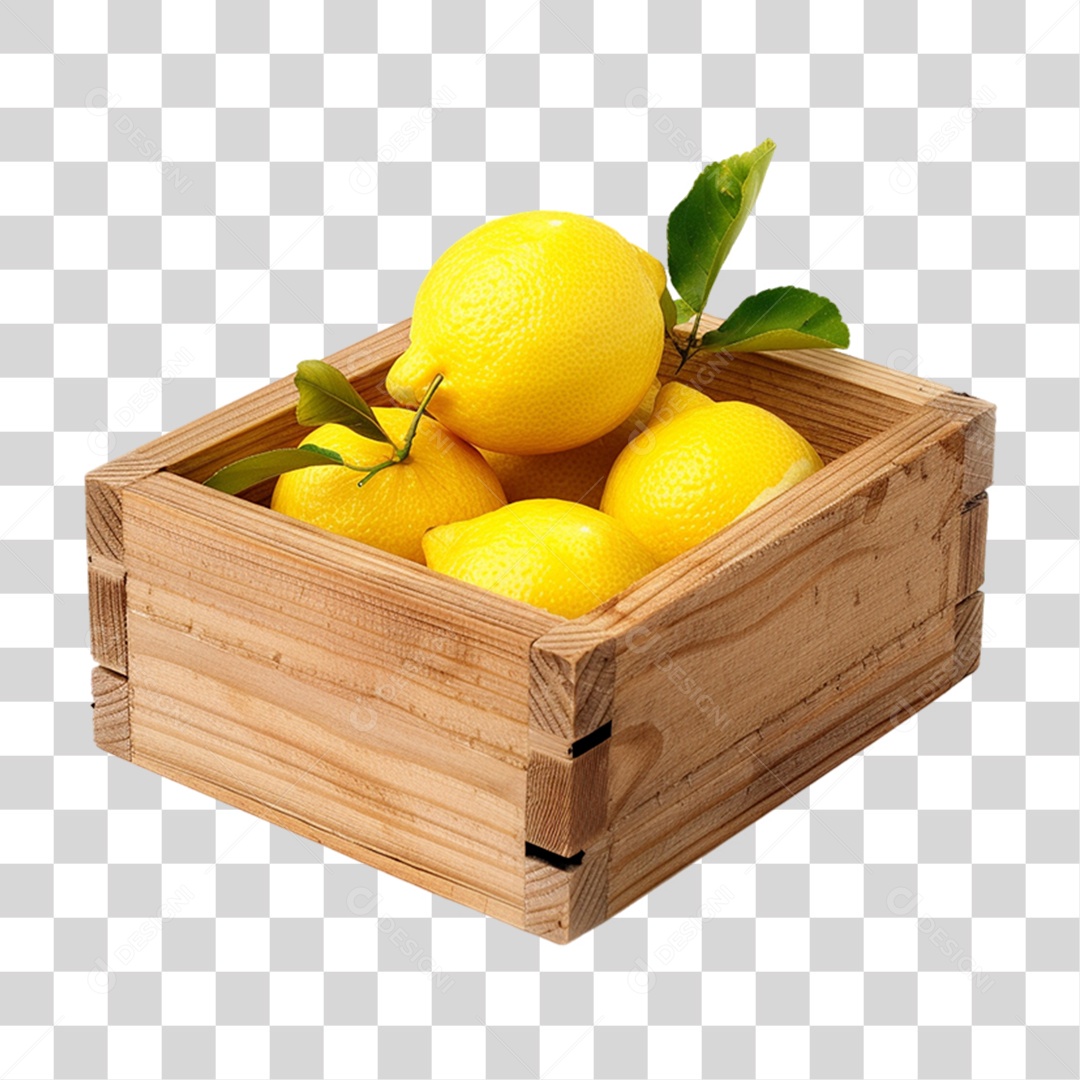 Caixa de Madeira com Frutas e Verduras PNG Transparente