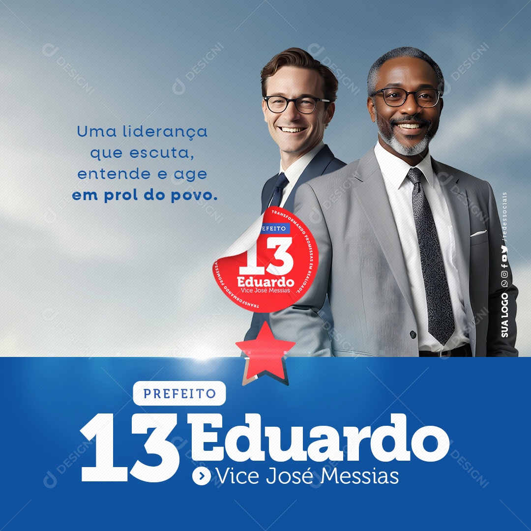 Política Prefeito Eduardo Vice José Messias Social Media PSD Editável