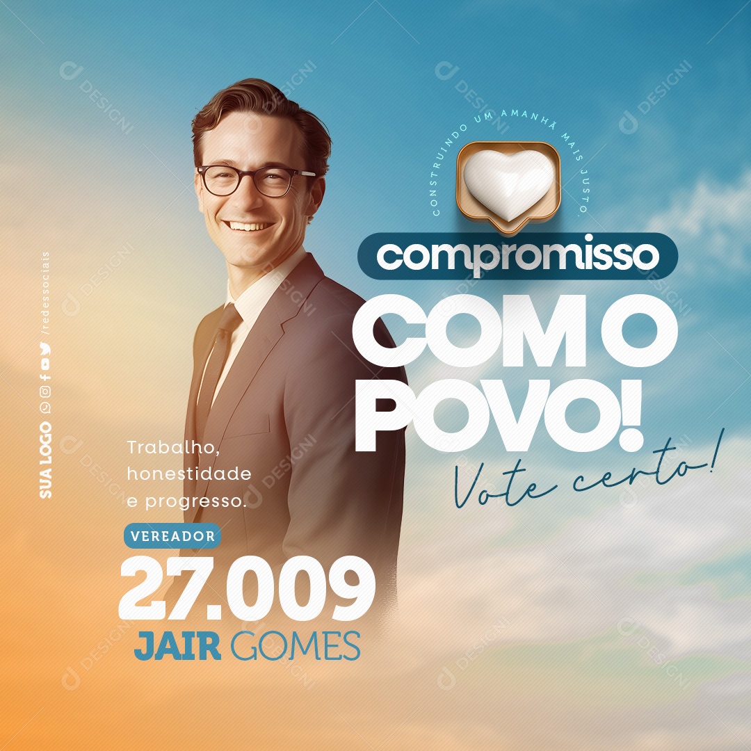 Política Compromisso com o Povo Vote Certo Social Media PSD Editável