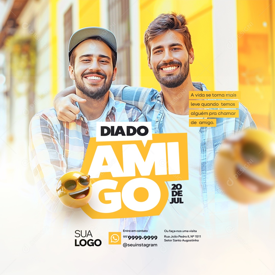 Dia do Amigo 20 de Julho a Vida se Torna mais Leve Quando Temos Alguém Social Media PSD Editável