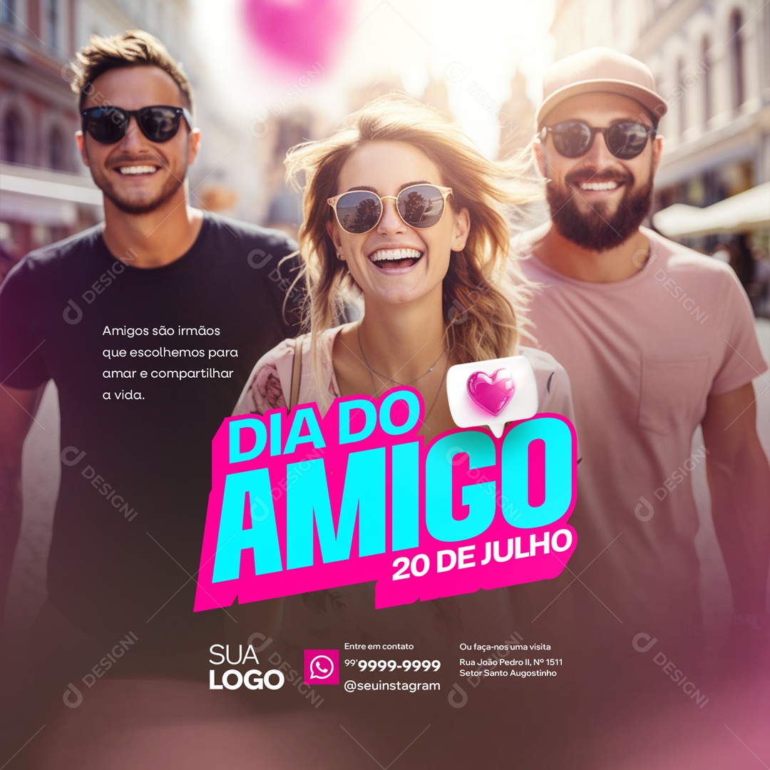 Dia do Amigo 20 de Julho Social Media PSD Editável
