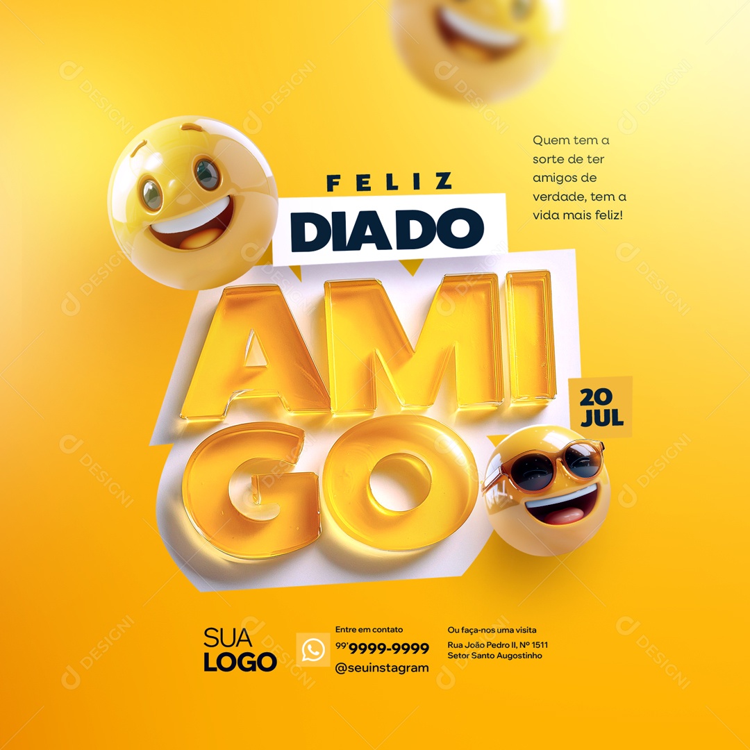 Feliz Dia do Amigo 20 de Julho Social Media PSD Editável