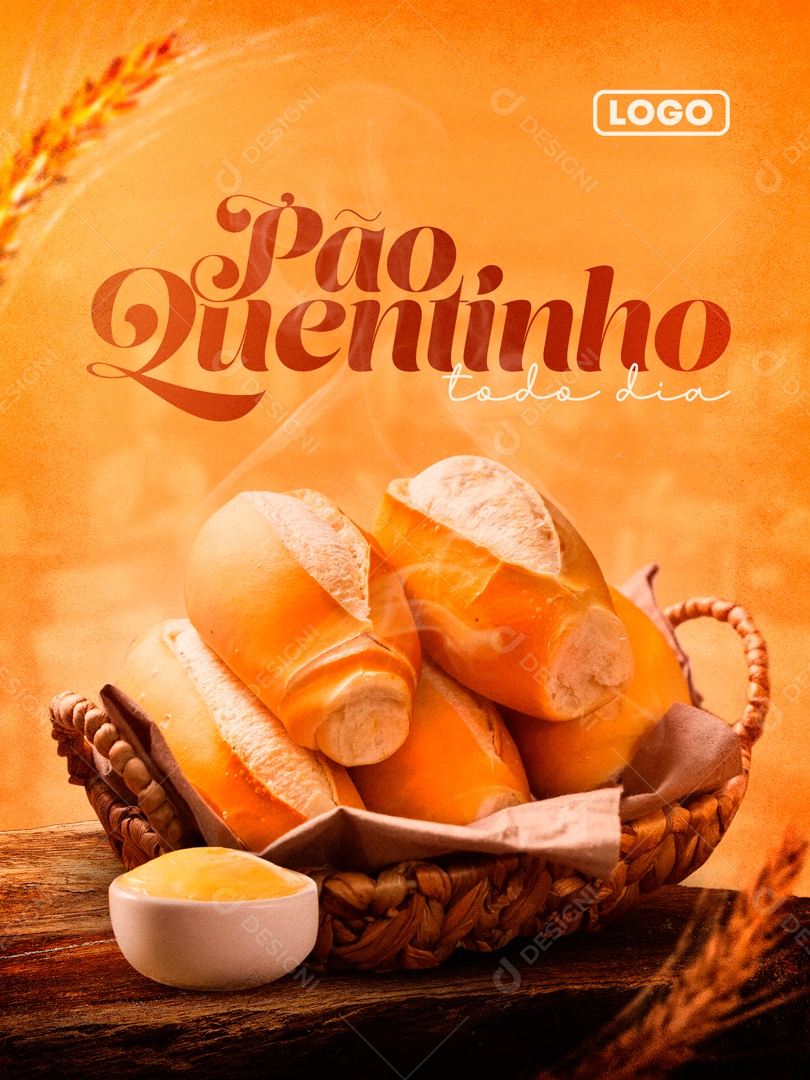 Pão Quentinho todo Dia Social Media PSD Editável