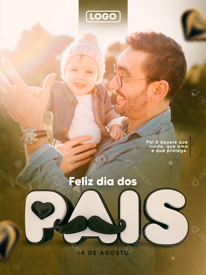 Feliz Dia Dos Pais 11 de Agosto Pais é Aquele que Cuida Social Media PSD Editável