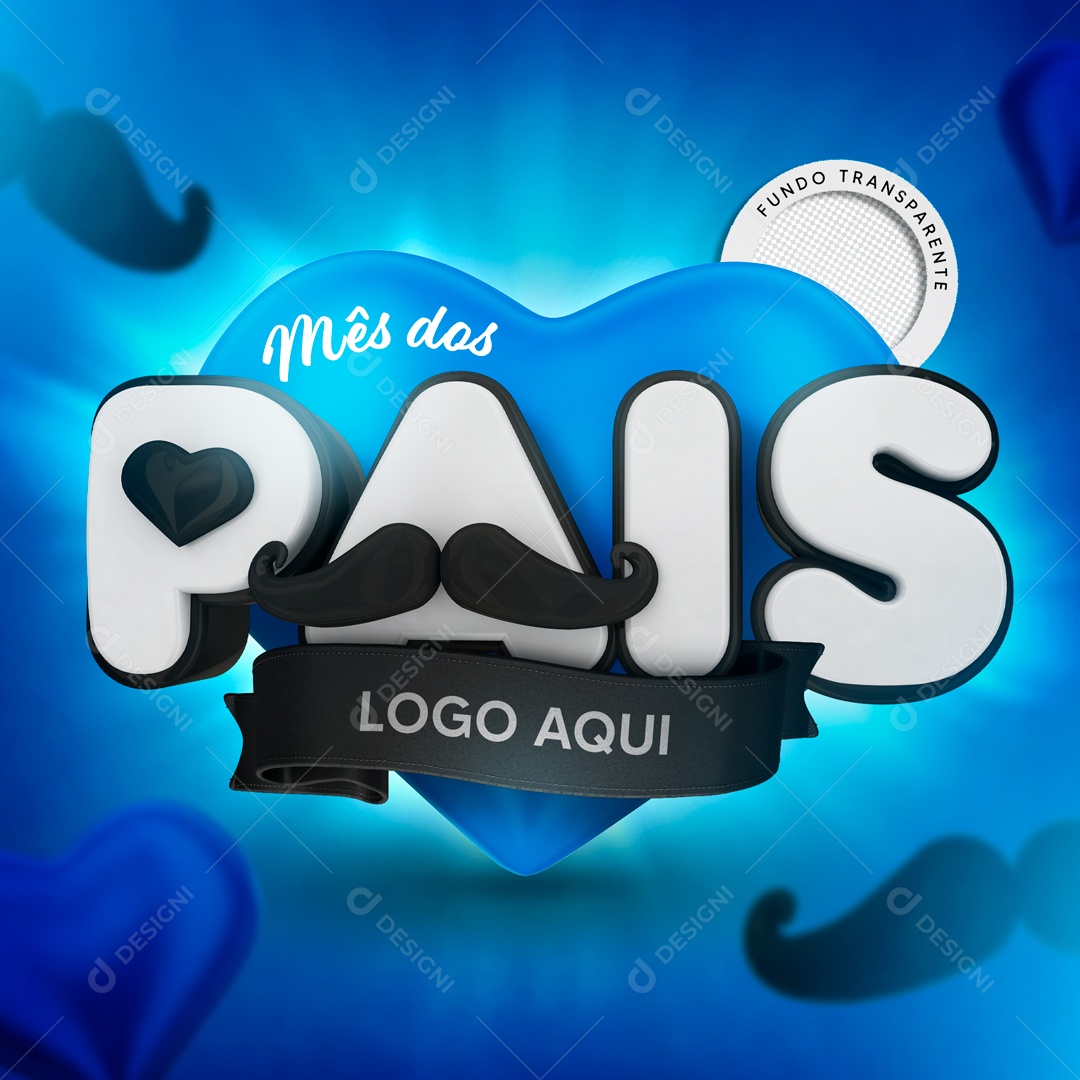 Mês dos Pais Selo 3D para Composição PSD