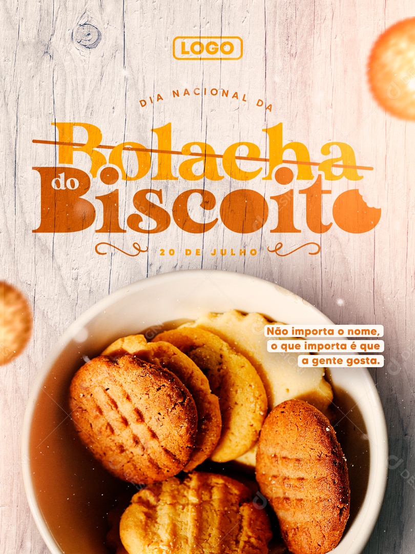 Dia Nacional  da Bolacha e do Biscoito 20 de Julho Social Media PSD Editável