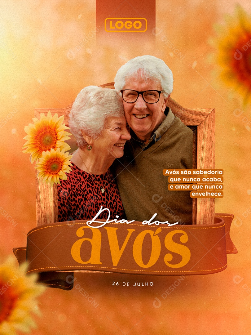 Dia dos Avós 26 de Julho são Sabedoria que Nunca Acaba Social Media PSD Editável