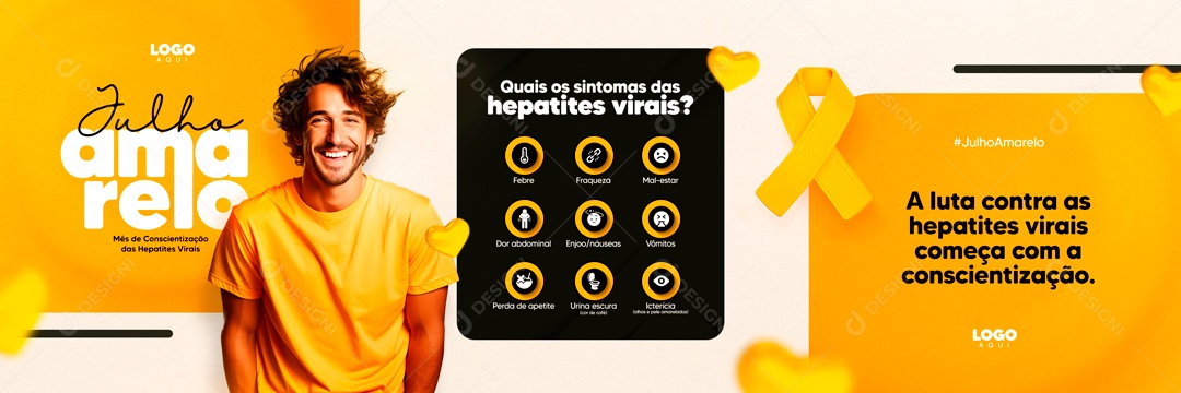 Carrossel Julho Amarelo Mês de Luta Contra as Hepatites Virais Social Media PSD Editável