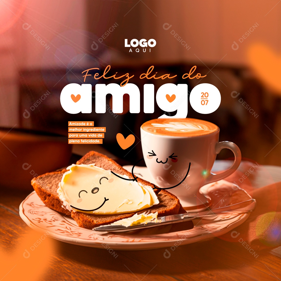 Dia do Amigo 20 de Julho Amizade é o Melhor Ingrediente Social Media PSD Editável