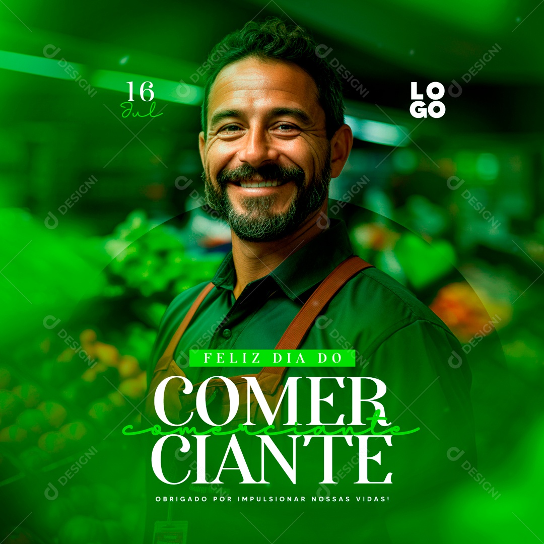 Dia do Comerciante 16 de Julho Obrigado por Impulsionar nossas Vidas Social Media PSD Editável