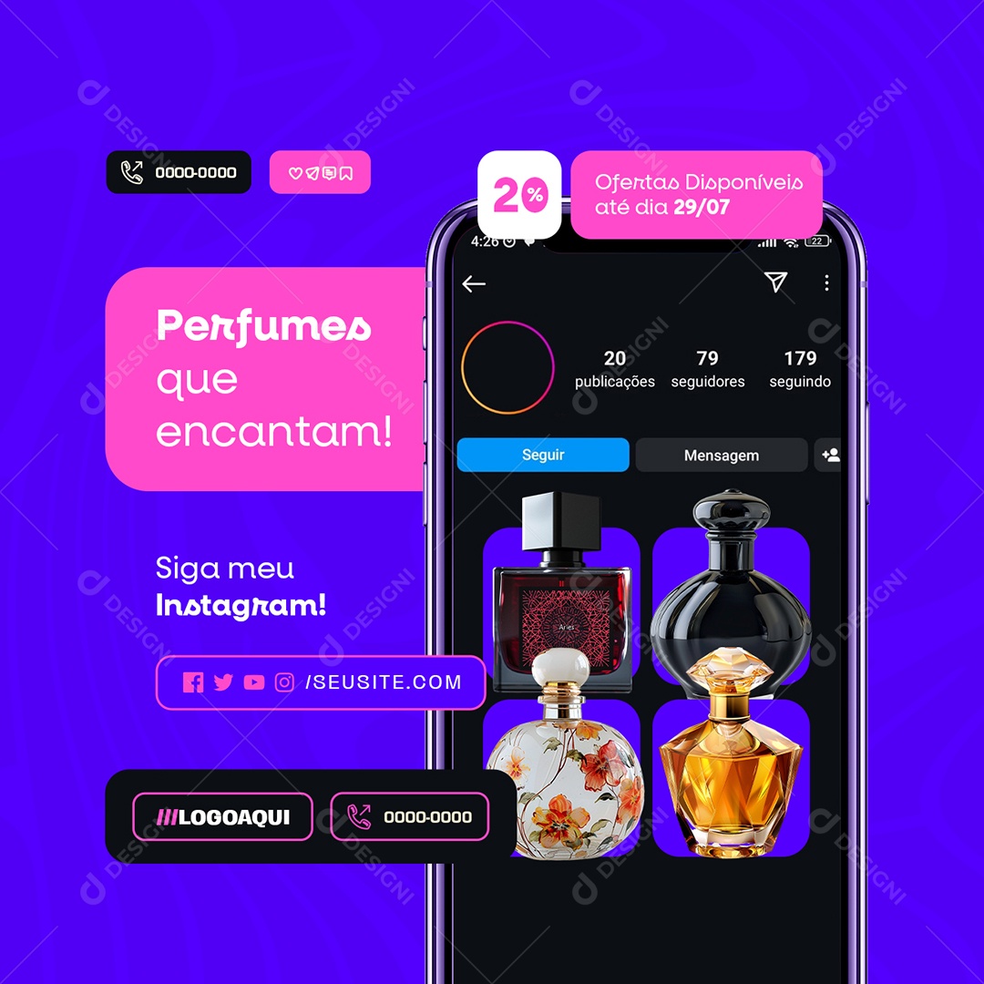 Revendedor Perfumes que Encantam Social Media PSD Editável