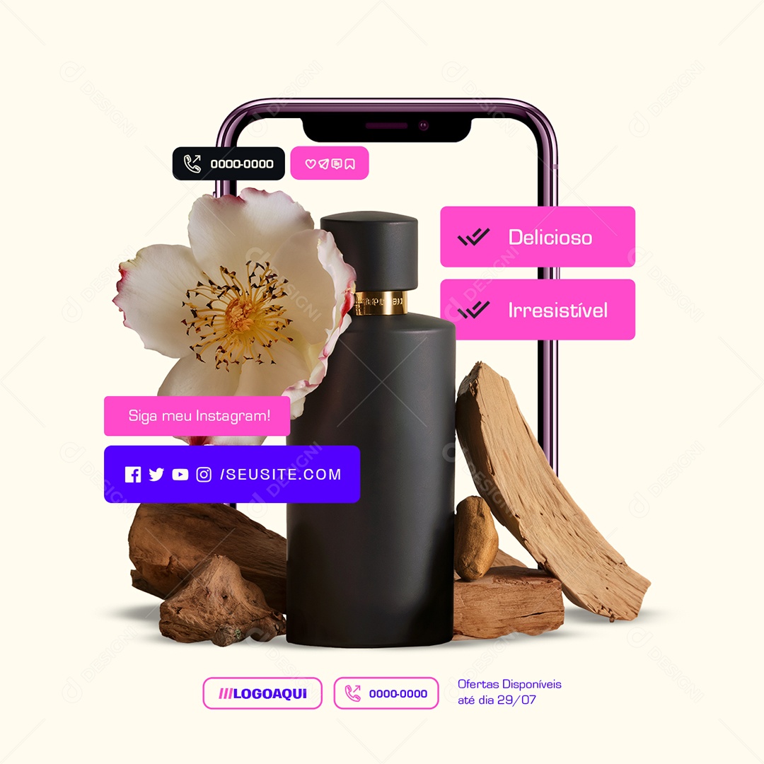 Revendedor de Perfumes Delicioso Irresistível Social Media PSD Editável