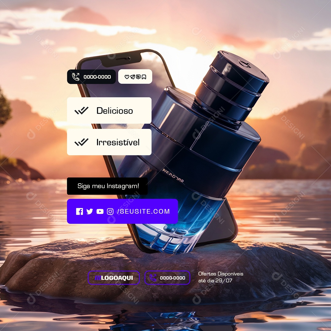 Social Media Revendedor de Perfumes Delicioso Irresistível PSD Editável