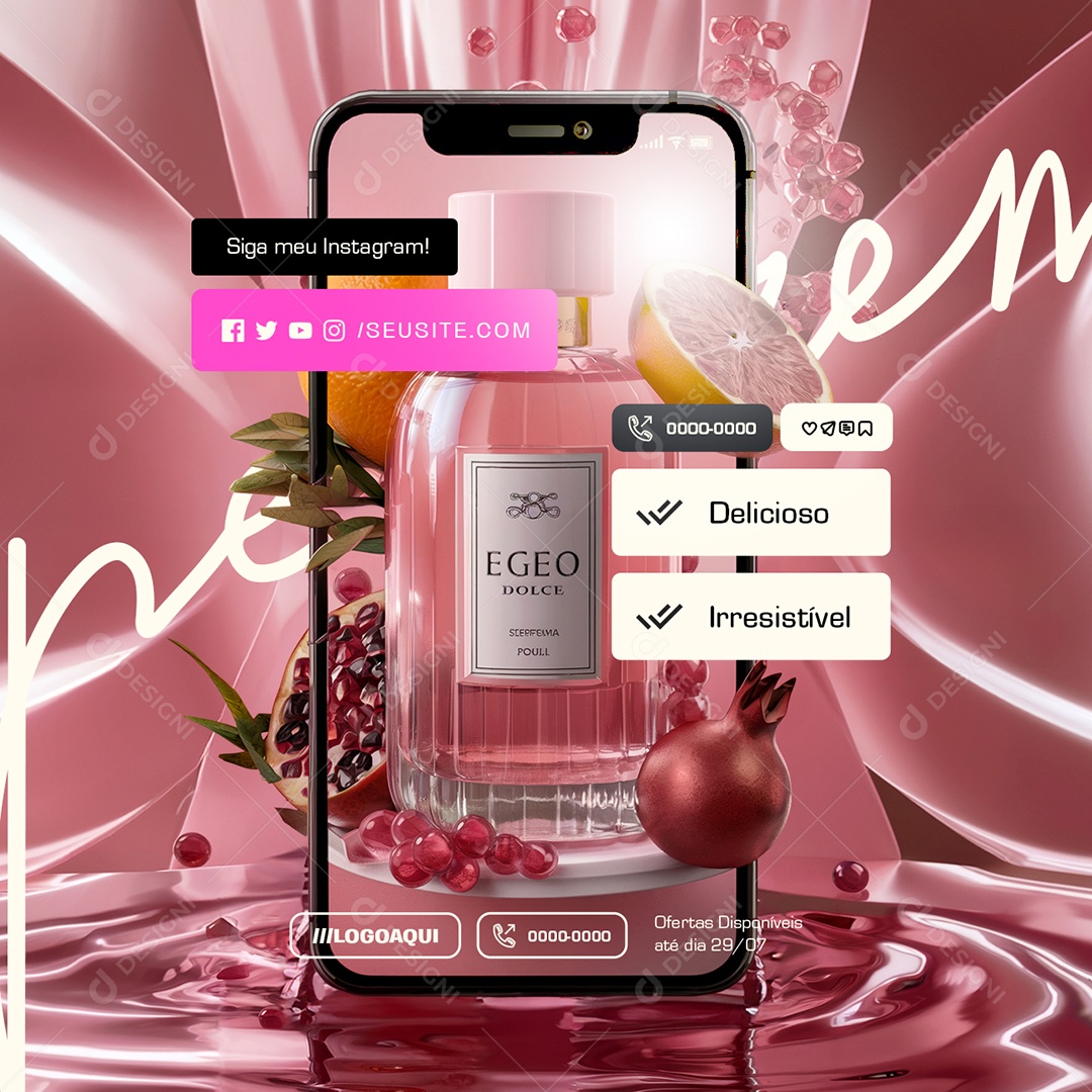 Revendedor de Perfumes Delicioso Irresistível Social Media PSD Editável