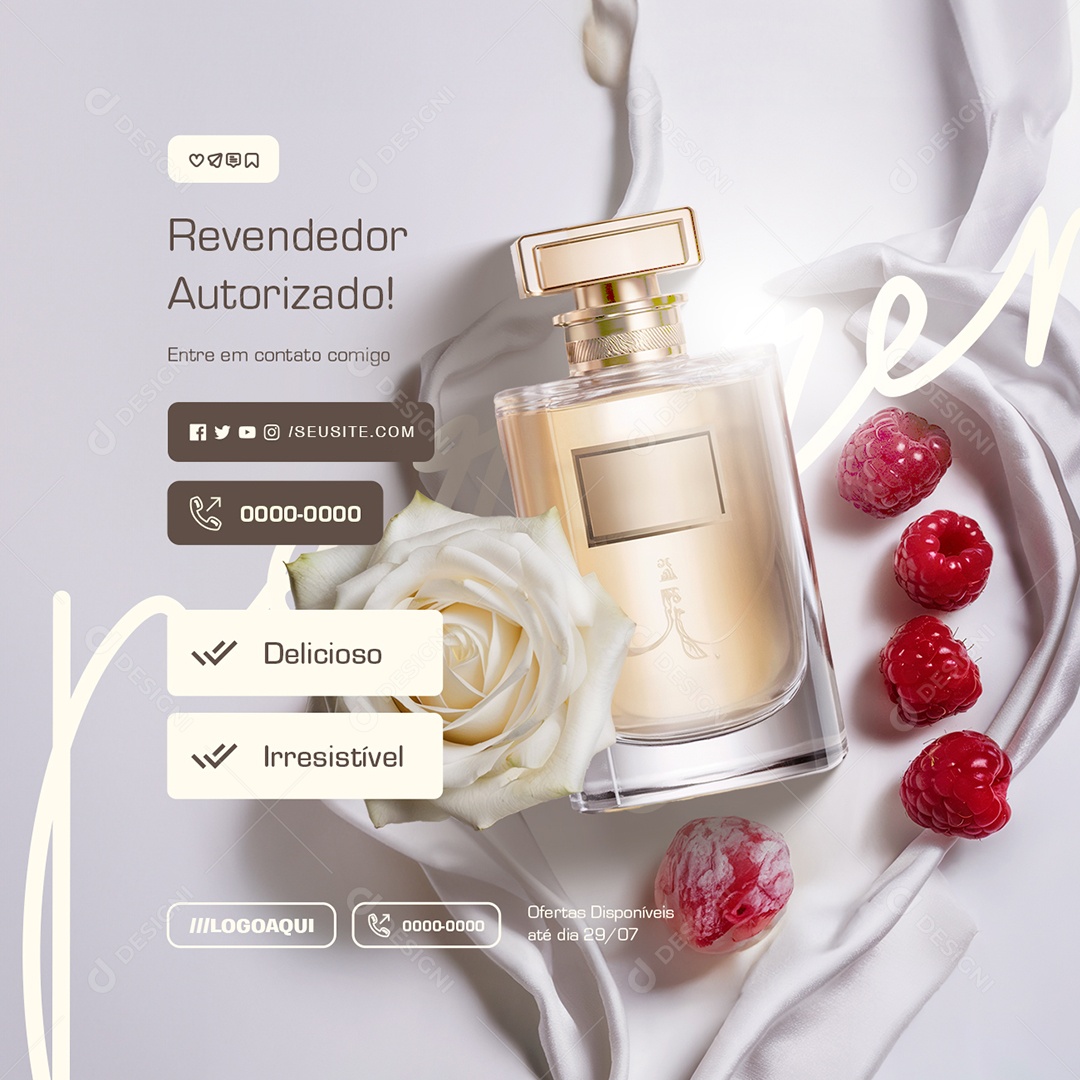 Revendedor Autorizado de Perfumes Delicioso Irresistível Social Media PSD Editável