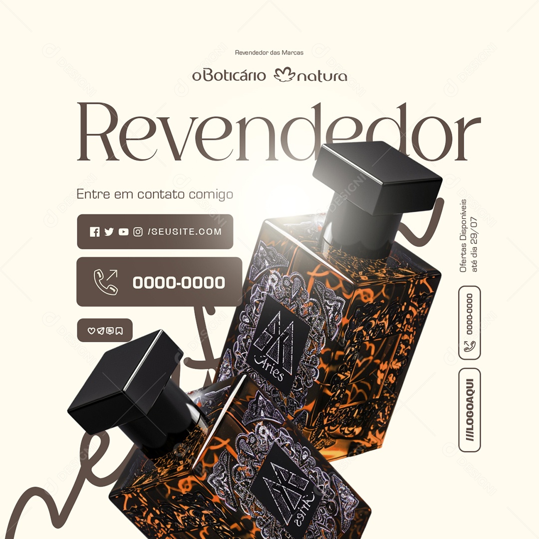 Revendedor de Perfumes Entre em Contato Comigo Social Media PSD Editável