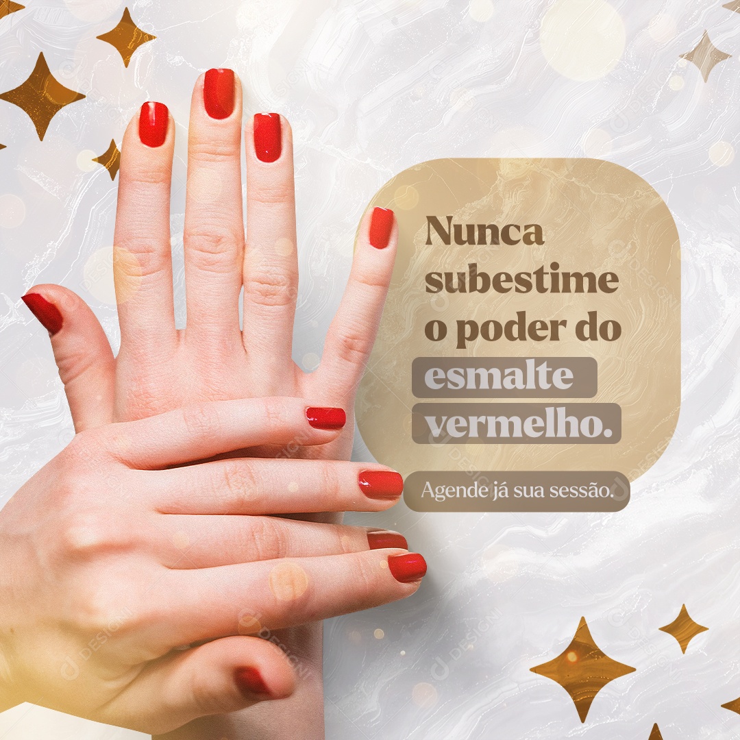 Nunca Subestime o Poder do Esmalte Vermelho Social Media PSD Editável