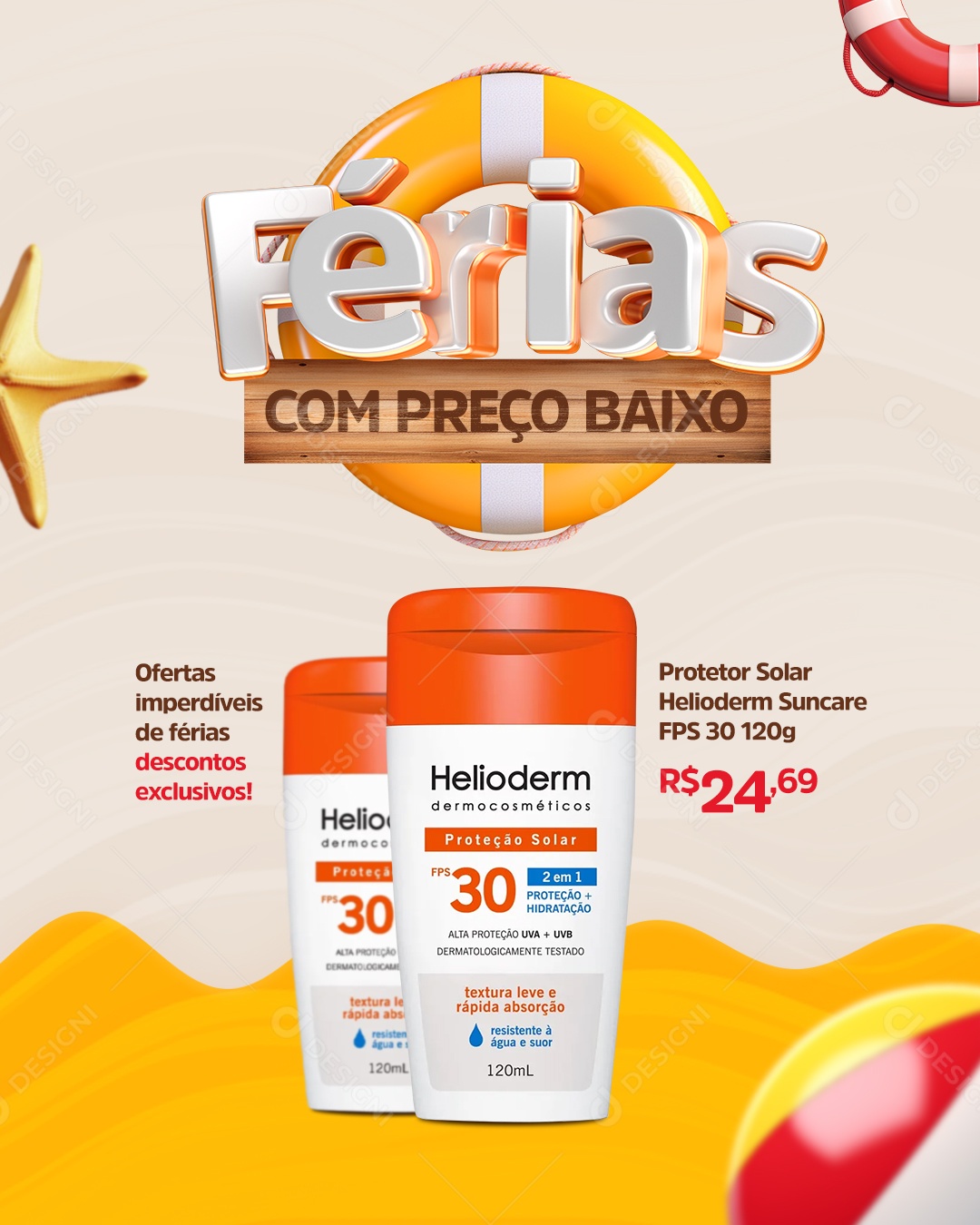 Férias com Preço Baixo Ofertas Imperdíveis Social Media PSD Editável