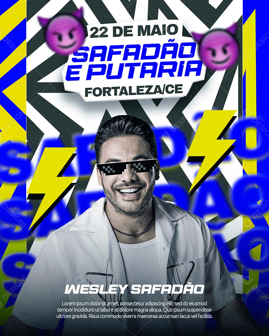 Flyer Safadão e Putaria Wesley Safadão Fortaleza Feed Social Media PSD Editável