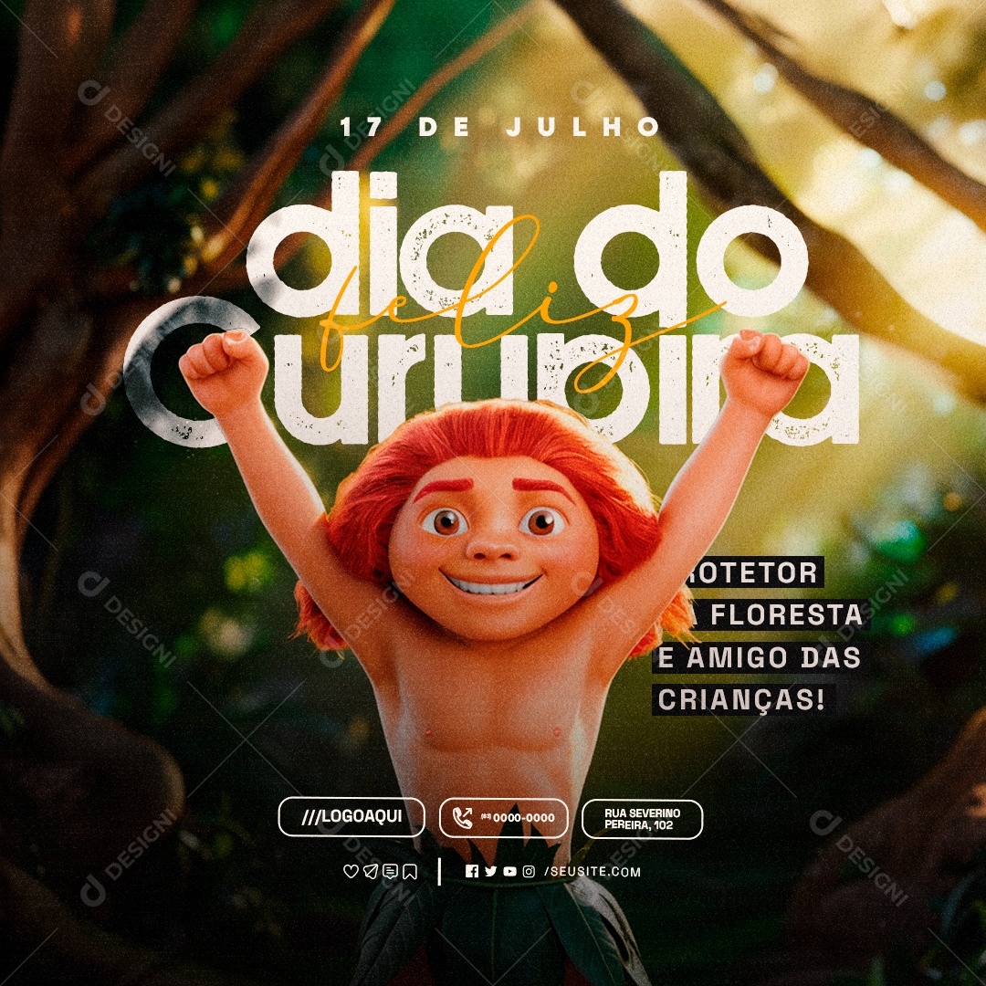 Feliz Dia do Curupira 17 de Julho Social Media PSD Editável