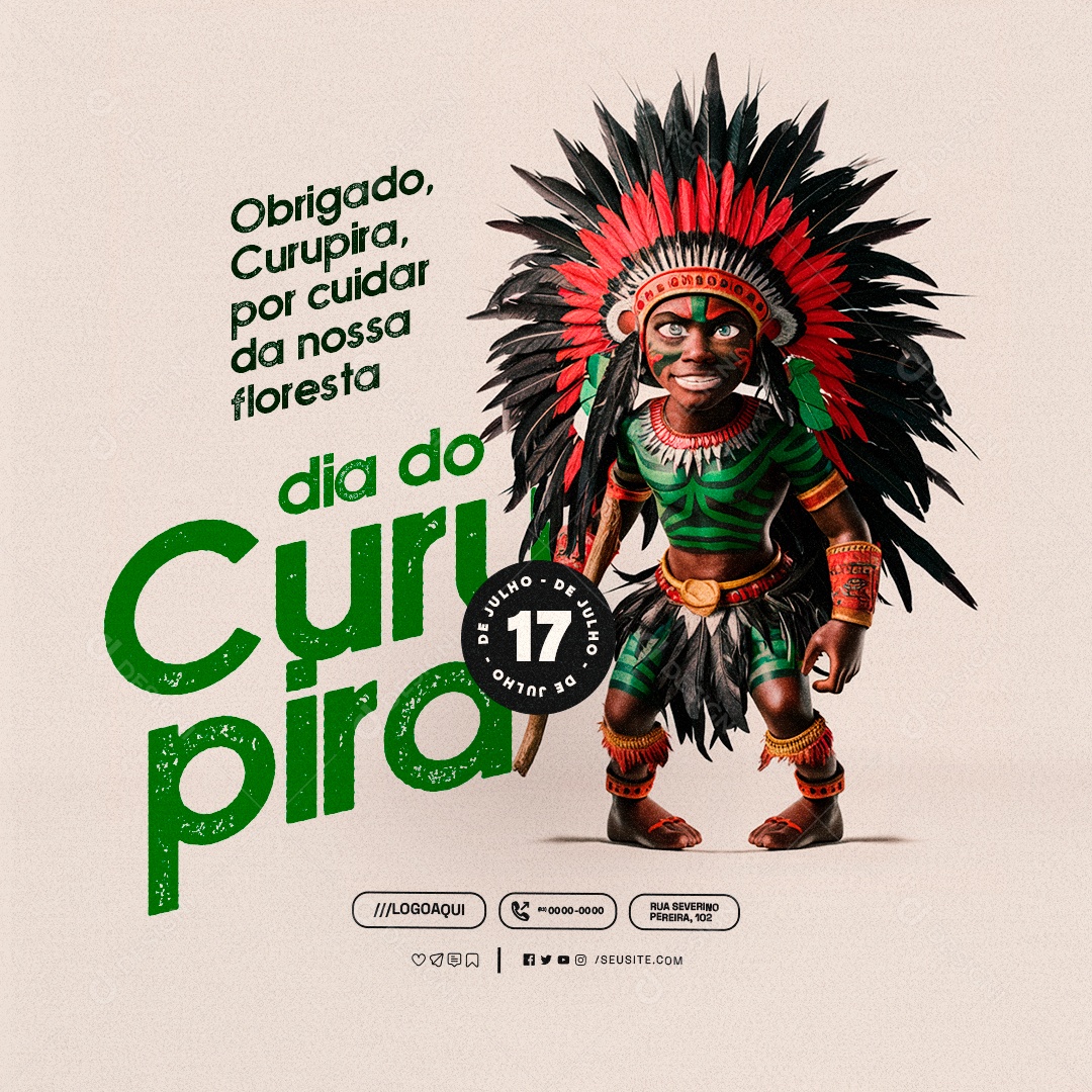Dia do Curupira 17 de Julho Social Media PSD Editável
