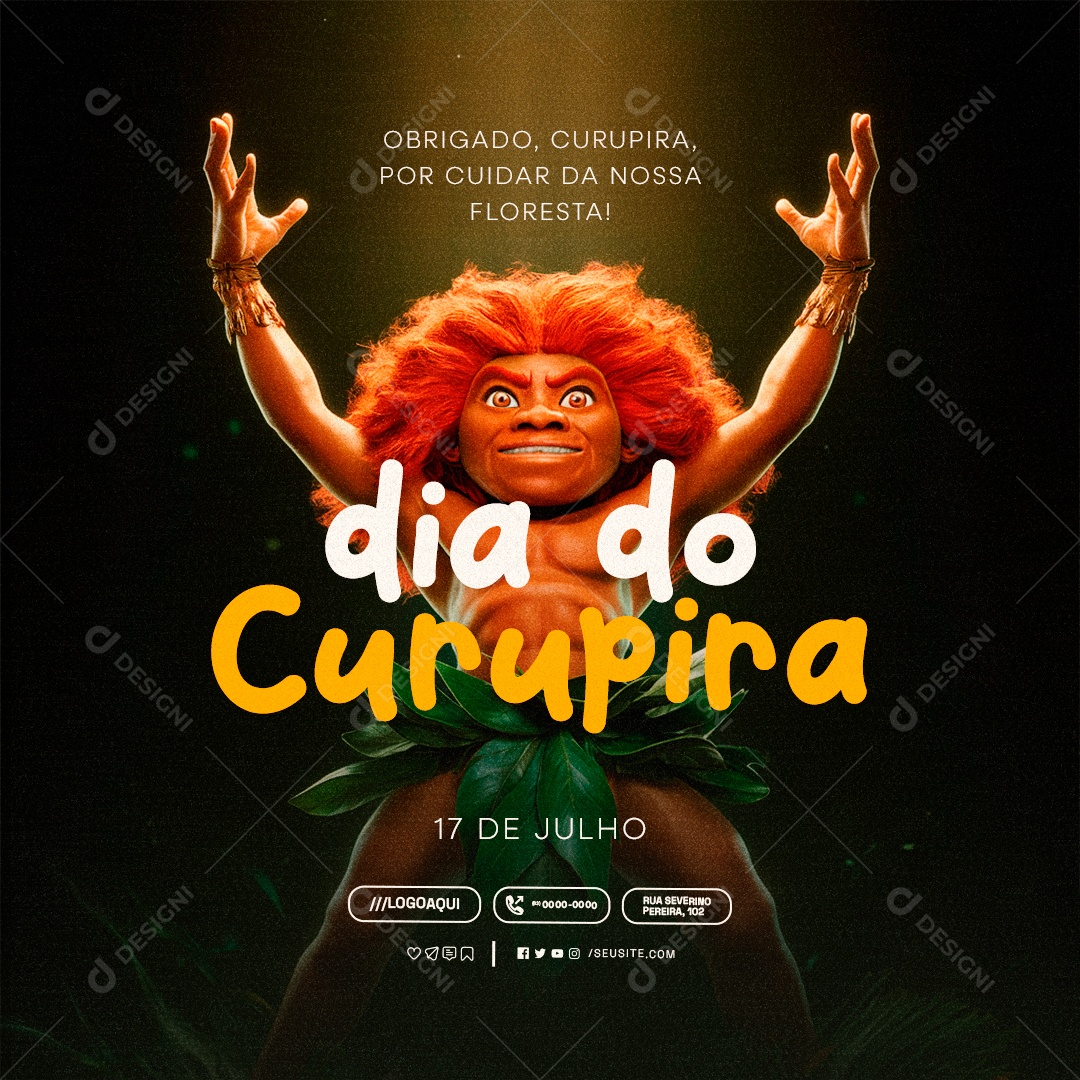 Dia do Curupira 17 de Julho Social Media PSD Editável