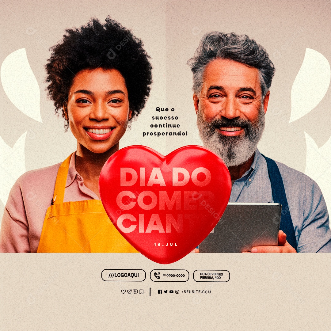 Social Media Dia do Comerciante 16 De Julho PSD Editável