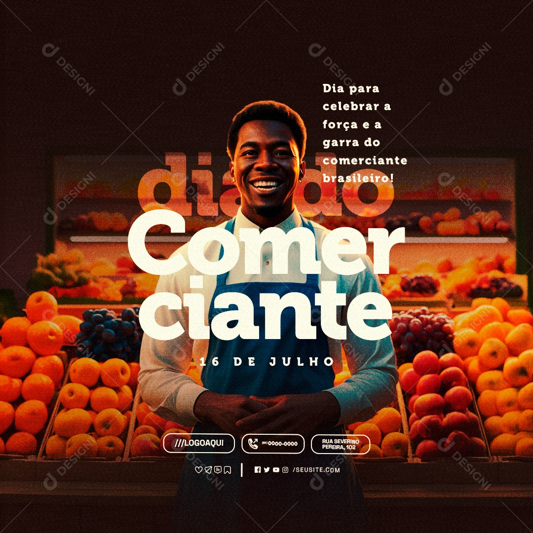 Dia do Comerciante 16 De Julho Social Media PSD Editável