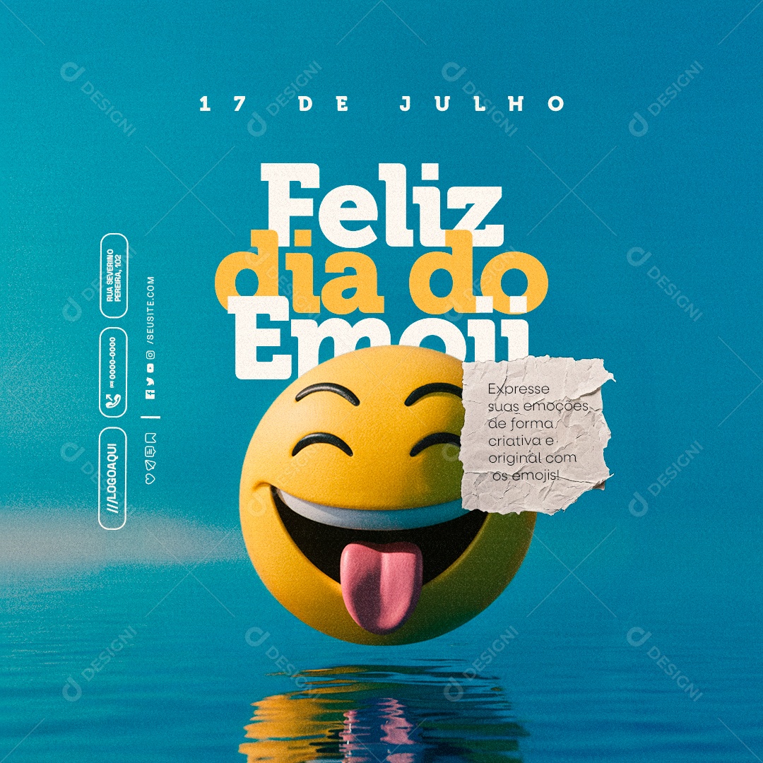 Feliz Dia do Emoji 17 de Julho Social Media PSD Editável