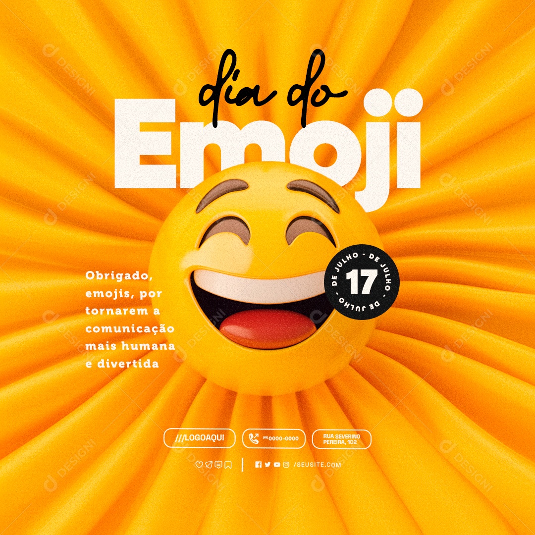 Dia do Emoji 17 de Julho Obrigado Social Media PSD Editável