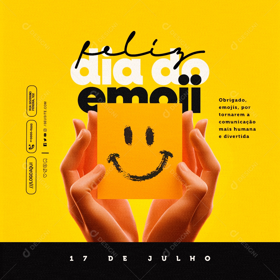 Feliz Dia do Emoji 17 de Julho Social Media PSD Editável