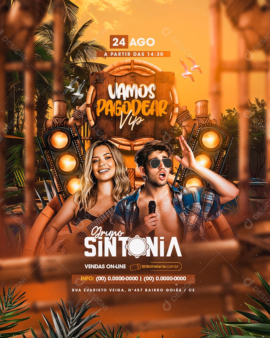 Flyer Vamos Pagodear Vip Grupo Sintonia Social Media PSD Editável