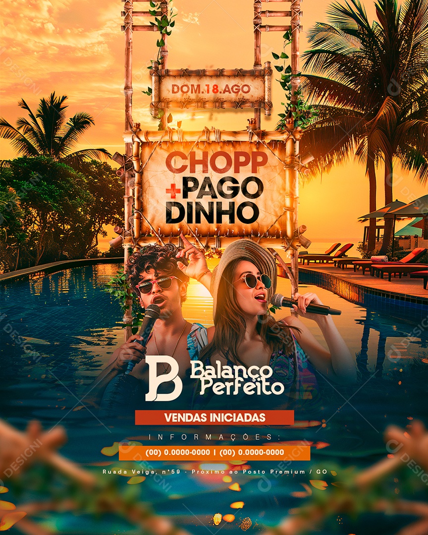 Flyer Chopp Pagodinho Balanço Perfeito Social Media PSD Editável