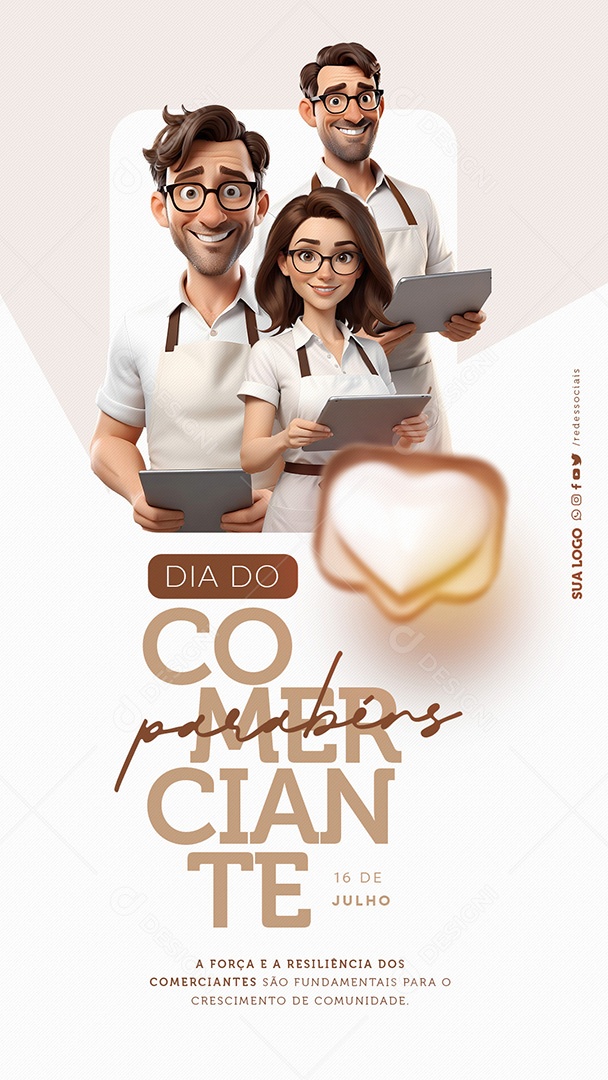 sStory Dia do Comerciante 16 de Julho a Força e a Resiliência Social Media PSD Editável