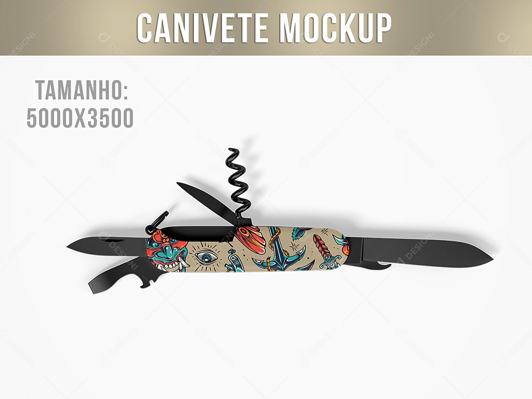 Canivete com Abridor Lata Mockup  PSD