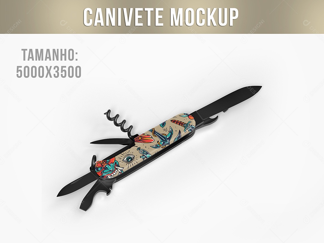 Canivete com Abridor Lata Mockup PSD Editável