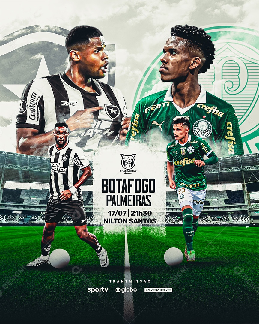 Futebol Botafogo vs. Palmeiras Social Media PSD Editable