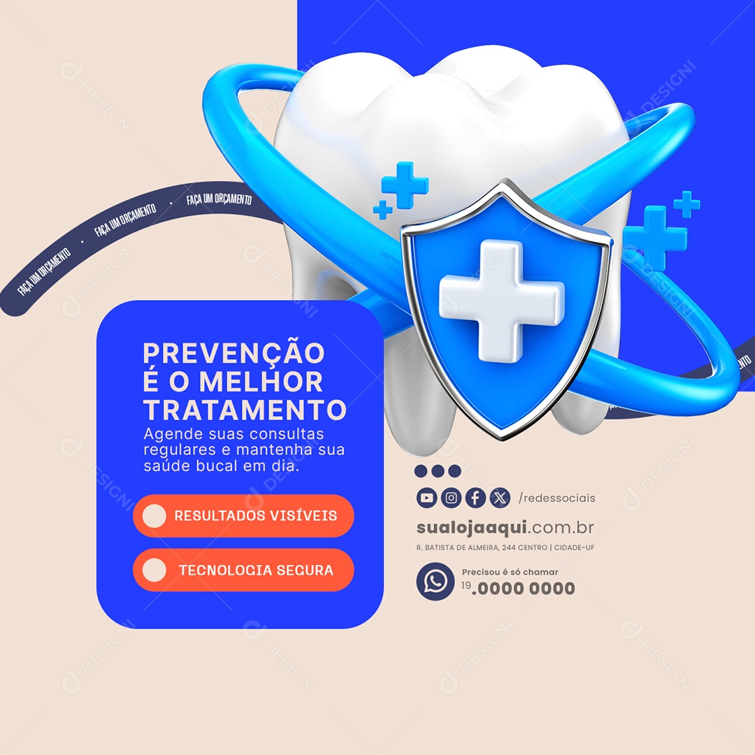 Dentista Prevenção é o Melhor Tratamento Social Media PSD Editável