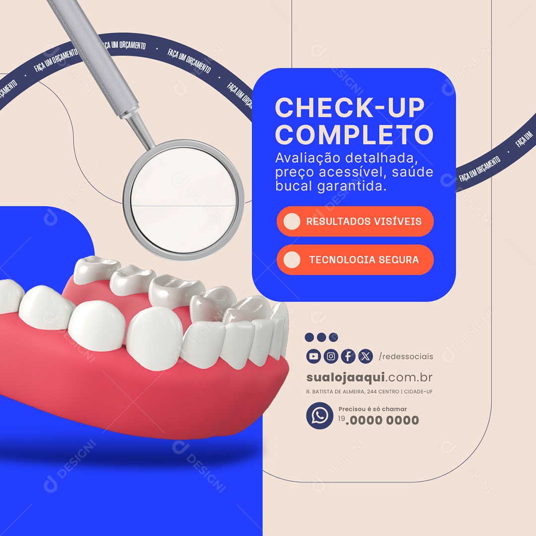 Dentista Check-Up Completo Social Media PSD Editável