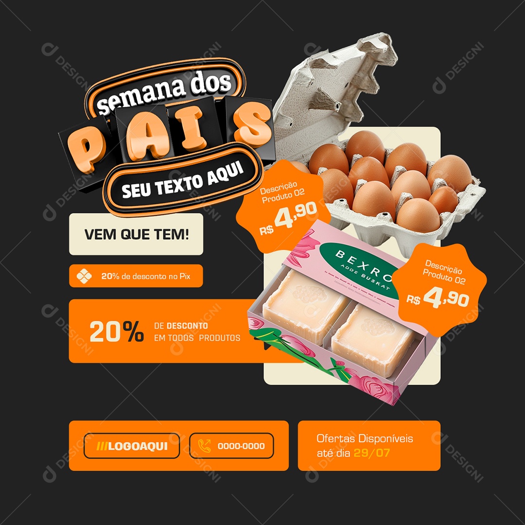 Supermercado Semana dos Pais Social Media PSD Editável